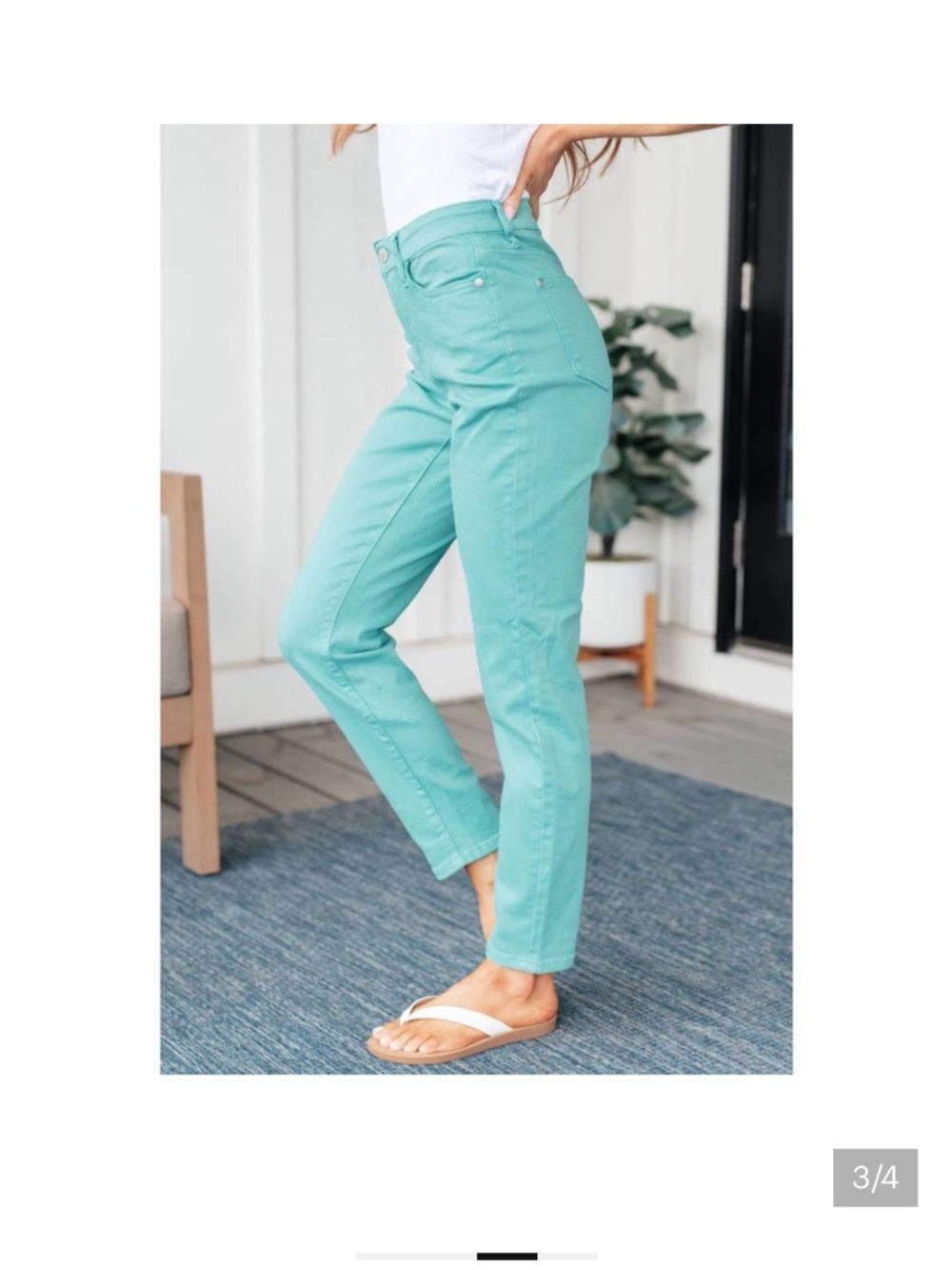 NWT JUDY BLUE high rise garment dyed slim jeans in aquamarine - Picture 3 of 14